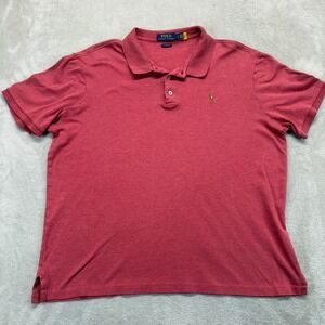 Polo Ralph Lauren Polo Shirt Mens L Red Classic‎ Fit Short Sleeve Preppy Stretch